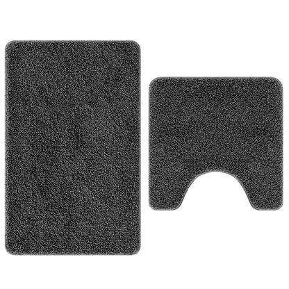 Anti-slip Bath Mat Set 2 pcs Dark Grey PP