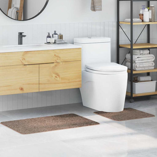 Anti-slip Bath Mat Set 2 pcs Brown PP