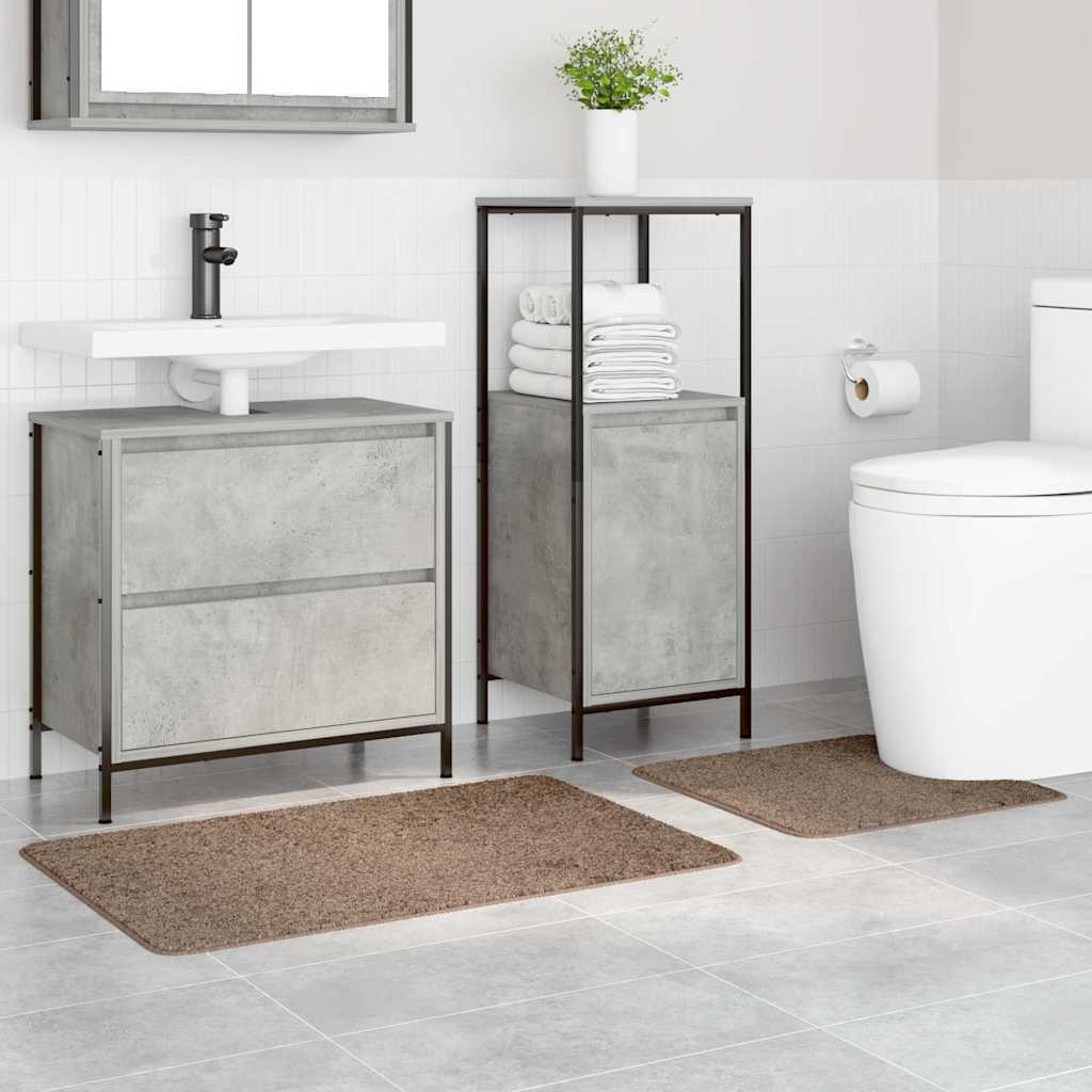 Anti-slip Bath Mat Set 2 pcs Brown PP