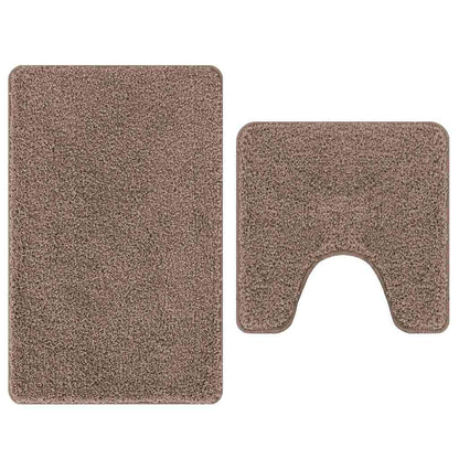 Anti-slip Bath Mat Set 2 pcs Brown PP