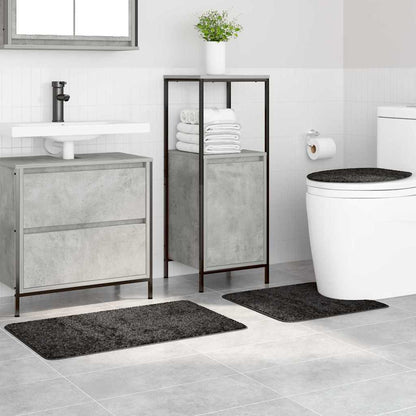 Anti-slip Bath Mat Set 3 pcs Dark grey 50 x 50 cm PP
