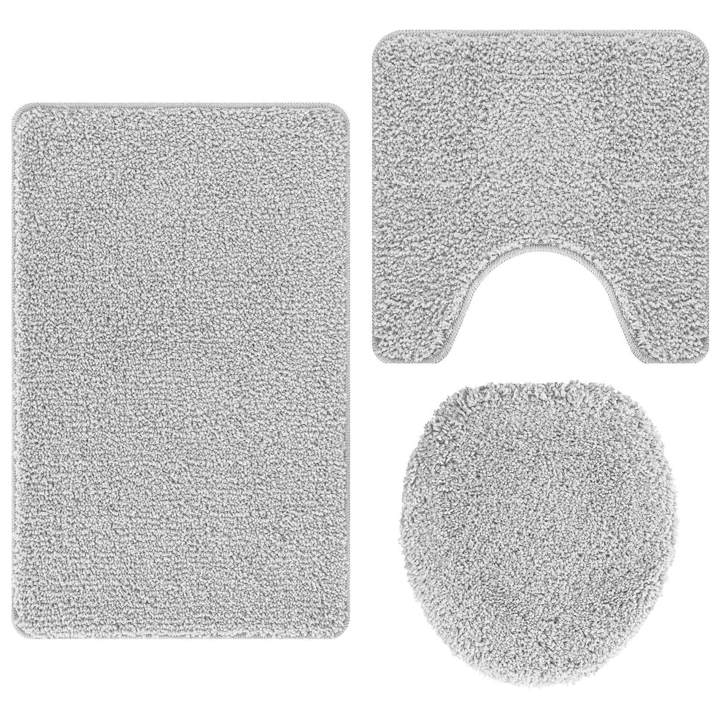 Anti-slip Bath Mat Set 3 pcs Grey PP