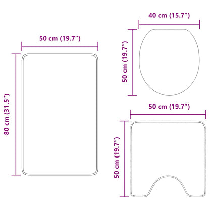 Anti-slip Bath Mat Set 3 pcs Cream PP