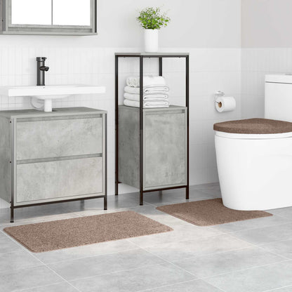 Anti-slip Bath Mat Set 3 pcs Brown PP