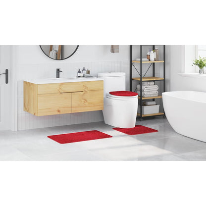 Anti-slip Bath Mat Set 3 pcs Red 50 x 50 cm PP