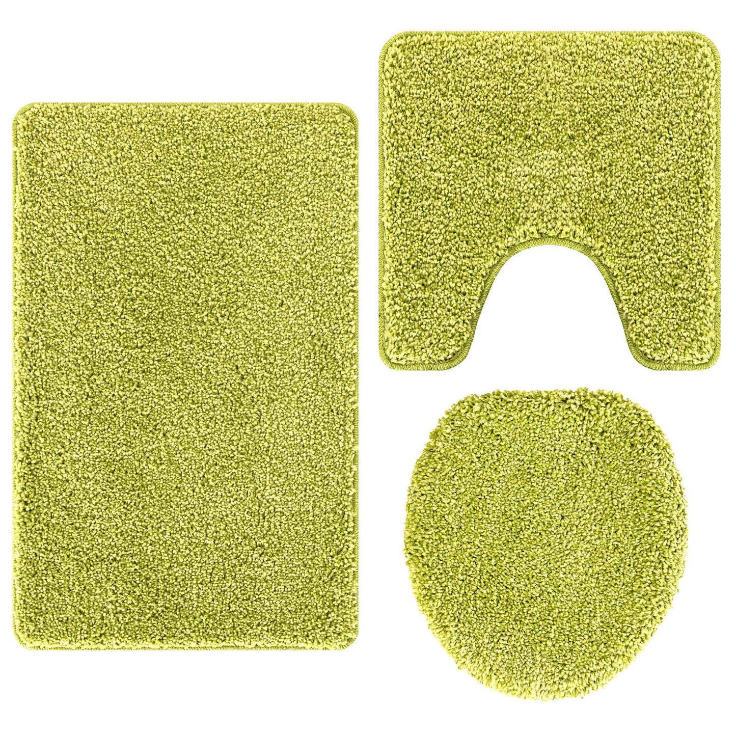Anti-slip Bath Mat Set 3 pcs Green PP