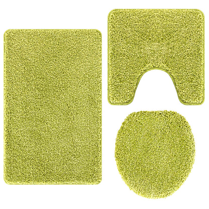 Anti-slip Bath Mat Set 3 pcs Green PP