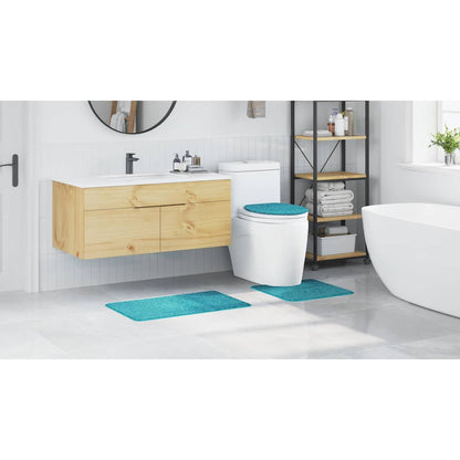 Anti-slip Bath Mat Set 3 pcs Turquoise 50 x 50 cm PP