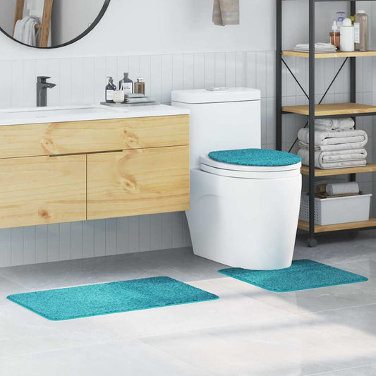 Anti-slip Bath Mat Set 3 pcs Turquoise 50 x 50 cm PP
