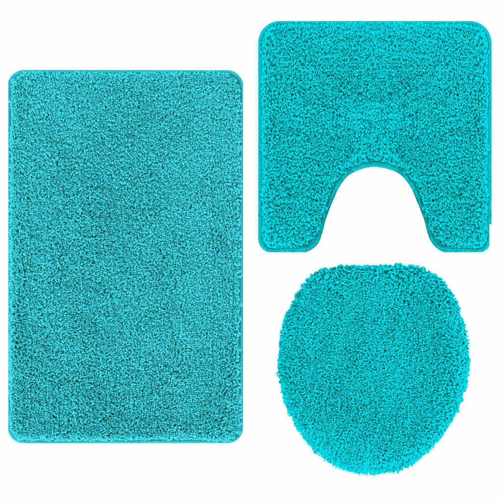 Anti-slip Bath Mat Set 3 pcs Turquoise 50 x 50 cm PP