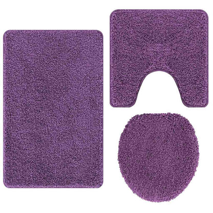 Anti-slip Bath Mat Set 3 pcs Purple 50 x 50 cm PP