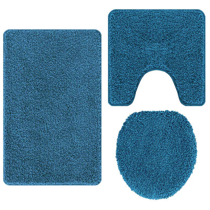 Anti-slip Bath Mat Set 3 pcs Blue PP
