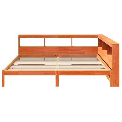 Bookcase Bed without Mattress Wax Brown 200x200 cm Solid Wood Pine