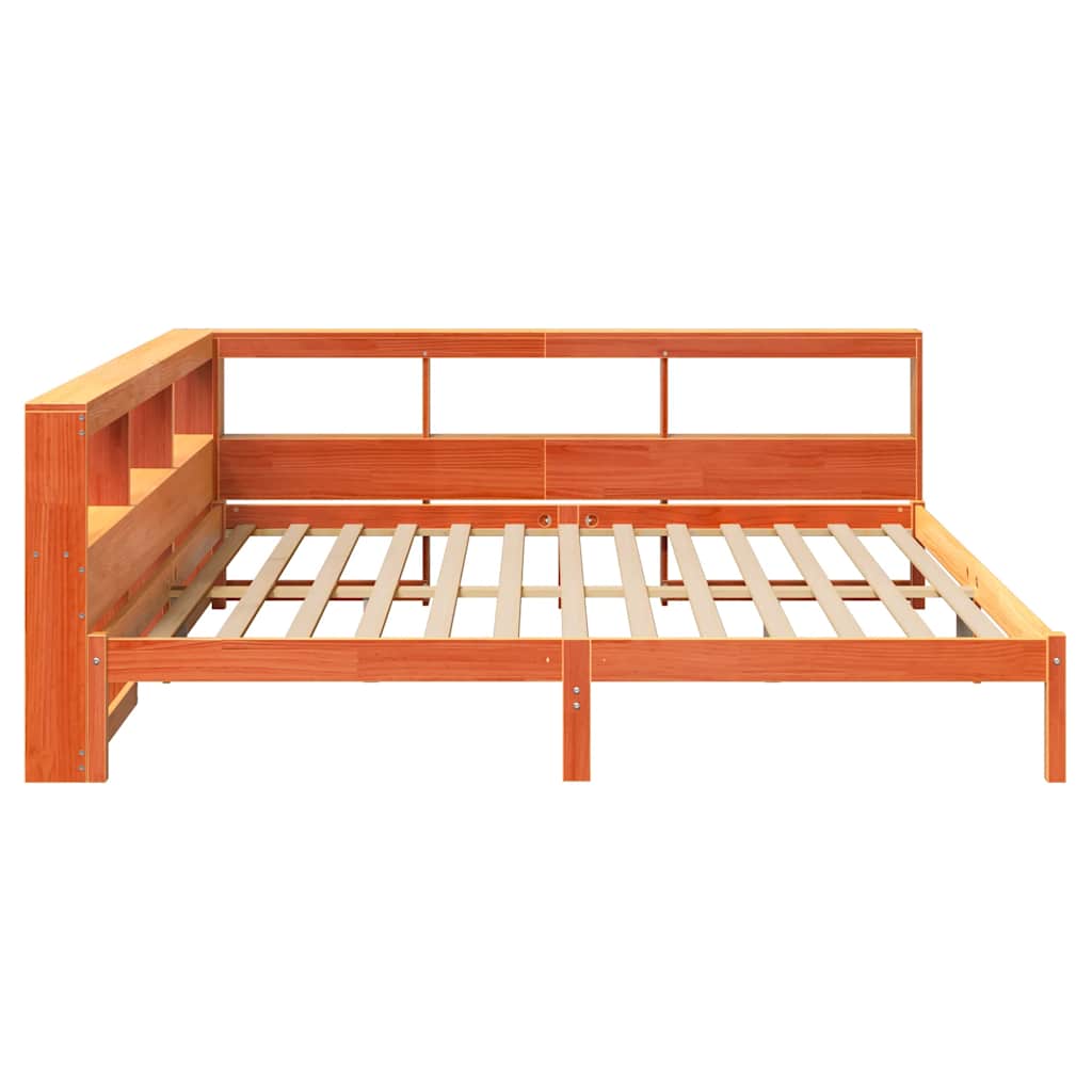 Bookcase Bed without Mattress Wax Brown 200x200 cm Solid Wood Pine