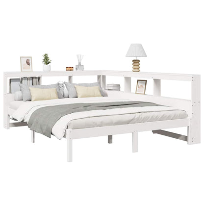 Bookcase Bed without Mattress White 150x200 cm Solid Wood Pine