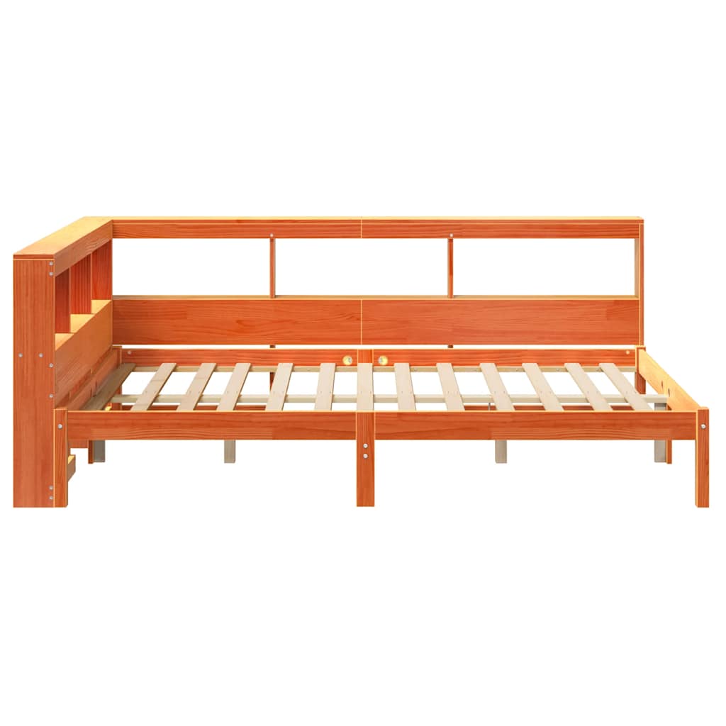 Bookcase Bed without Mattress Wax Brown 120x200 cm Solid Wood Pine