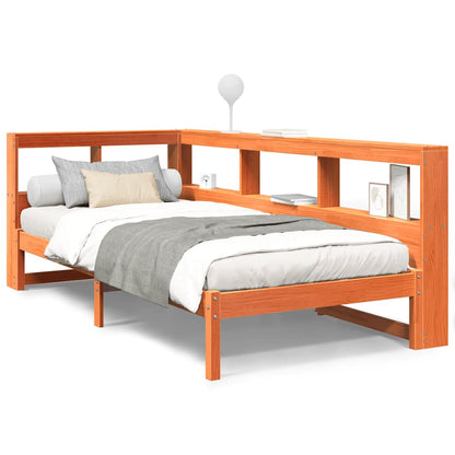 Bookcase Bed without Mattress Wax Brown 90x200 cm Solid Wood Pine
