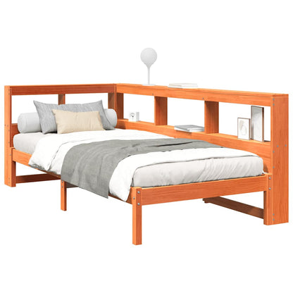 Bookcase Bed without Mattress Wax Brown 90x200 cm Solid Wood Pine