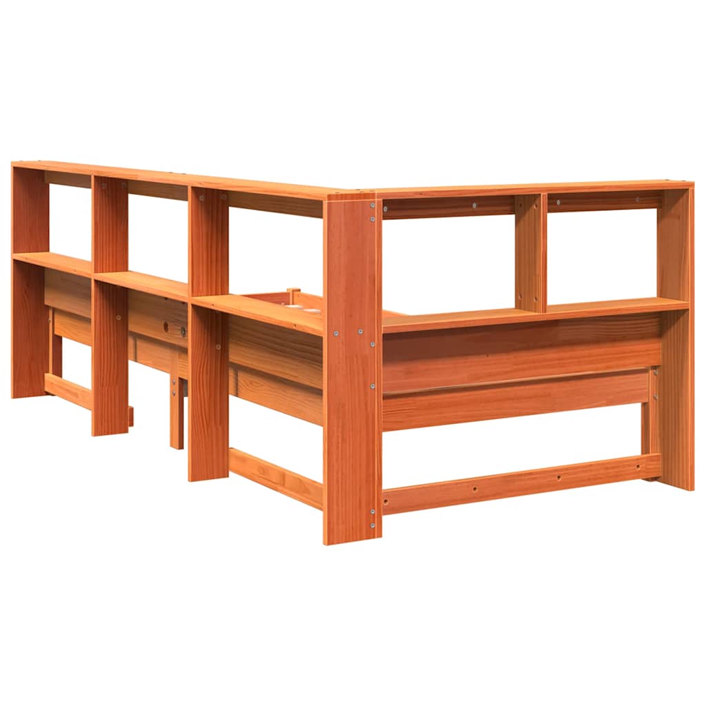 Bookcase Bed without Mattress Wax Brown 90x200 cm Solid Wood Pine