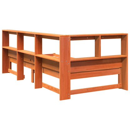 Bookcase Bed without Mattress Wax Brown 90x200 cm Solid Wood Pine