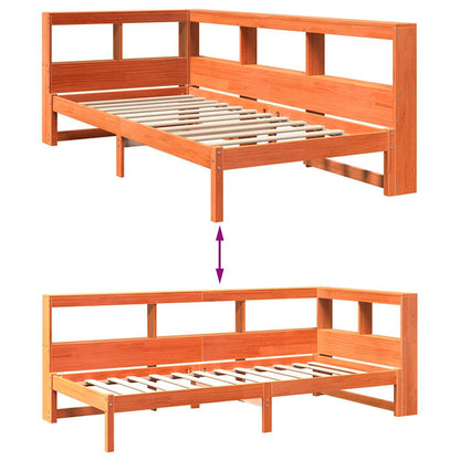Bookcase Bed without Mattress Wax Brown 90x200 cm Solid Wood Pine