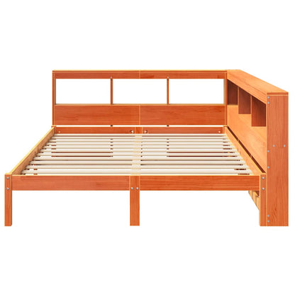 Bookcase Bed without Mattress Wax Brown 140x190 cm Solid Wood Pine