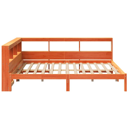 Bookcase Bed without Mattress Wax Brown 140x190 cm Solid Wood Pine