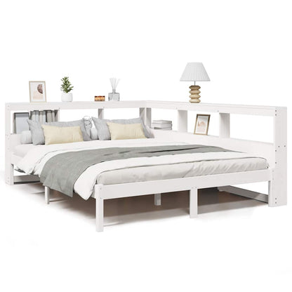 Bookcase Bed without Mattress White 135x190 cm Solid Wood Pine