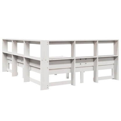Bookcase Bed without Mattress White 135x190 cm Solid Wood Pine