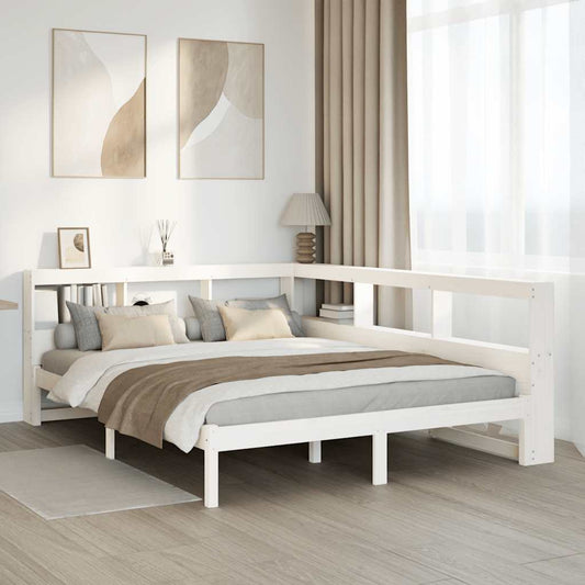 Bookcase Bed without Mattress White 135x190 cm Solid Wood Pine