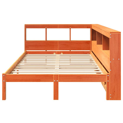 Bookcase Bed without Mattress Wax Brown 135x190 cm Solid Wood Pine
