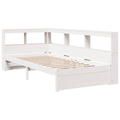 Bookcase Bed without Mattress White 75x190 cm Solid Wood Pine