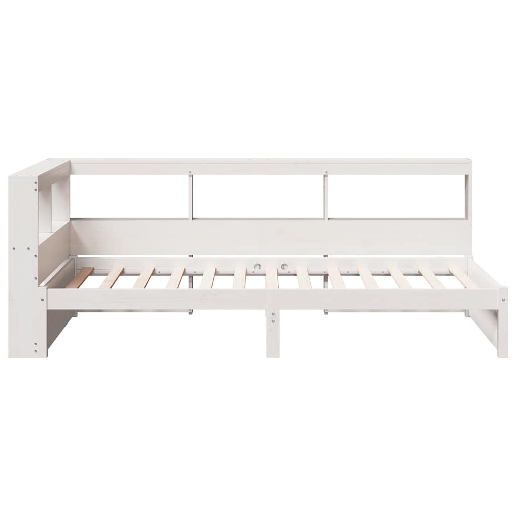 Bookcase Bed without Mattress White 75x190 cm Solid Wood Pine