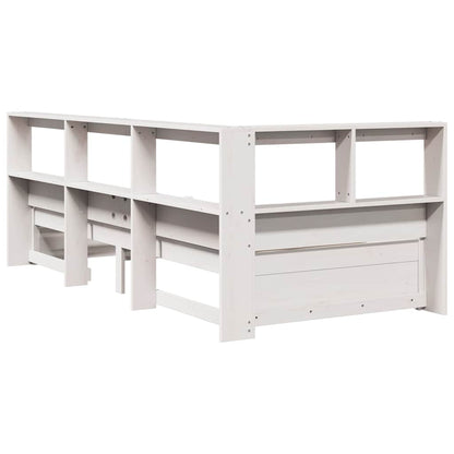 Bookcase Bed without Mattress White 75x190 cm Solid Wood Pine