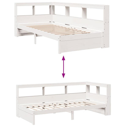 Bookcase Bed without Mattress White 75x190 cm Solid Wood Pine