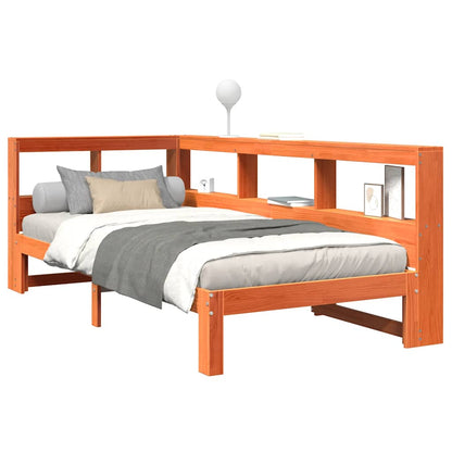 Bookcase Bed without Mattress Wax Brown 90x200 cm Solid Wood Pine