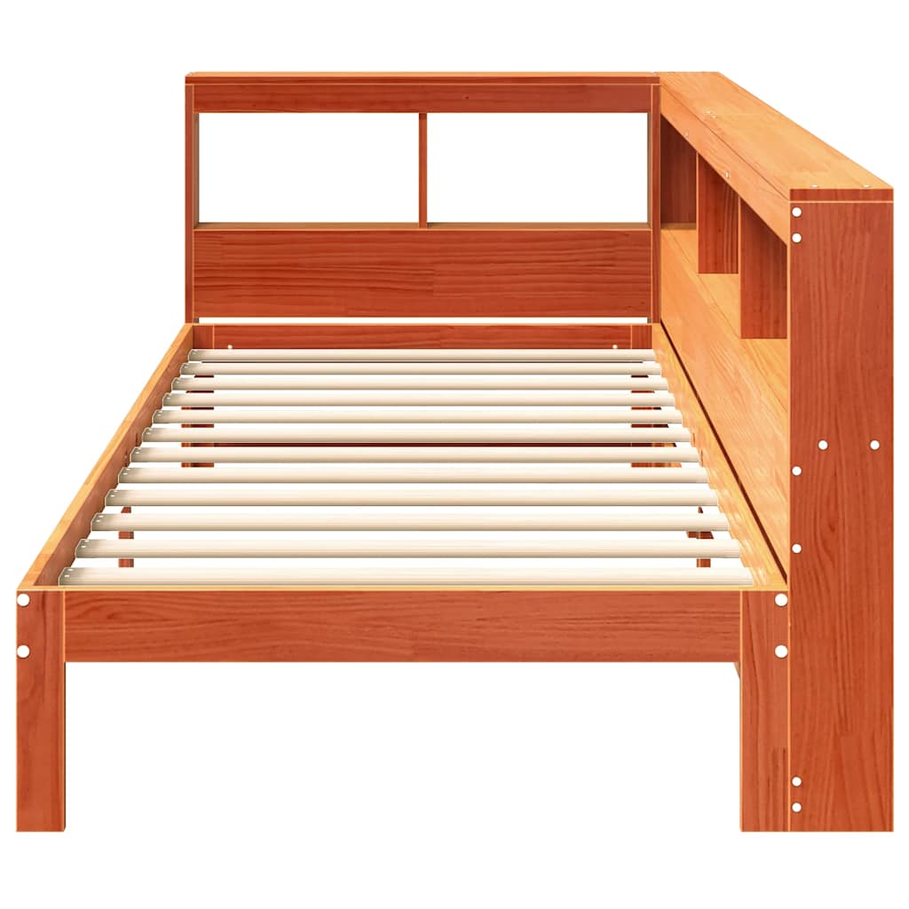 Bookcase Bed without Mattress Wax Brown 90x200 cm Solid Wood Pine