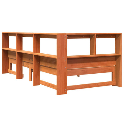 Bookcase Bed without Mattress Wax Brown 90x200 cm Solid Wood Pine