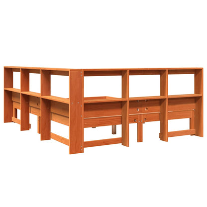 Bookcase Bed without Mattress Wax Brown 140x190 cm Solid Wood Pine