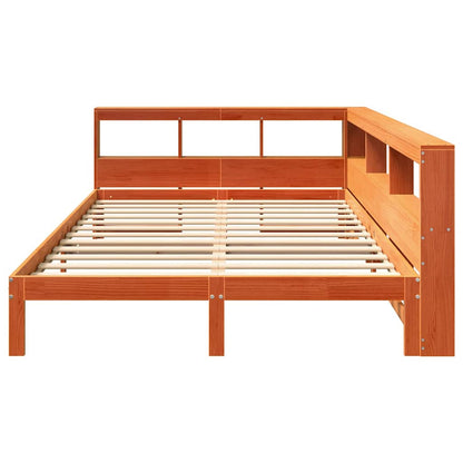 Bookcase Bed without Mattress Wax Brown 135x190 cm Solid Wood Pine