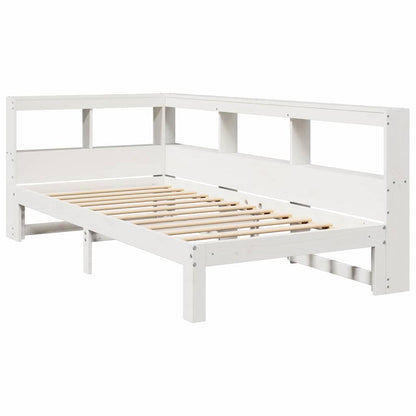 Bookcase Bed without Mattress White 75x190 cm Small Single Solid Wood Pine