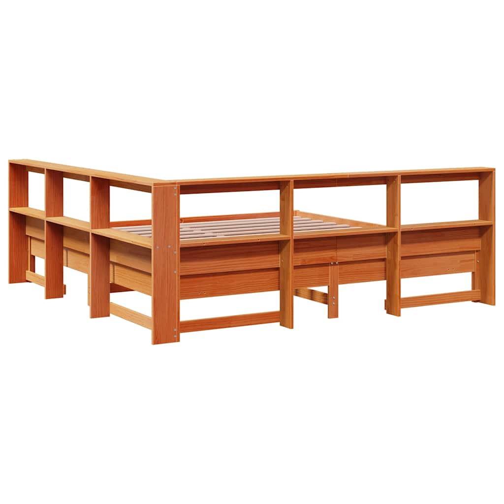 Bookcase Bed without Mattress Wax Brown 180x200 cm Solid Wood Pine