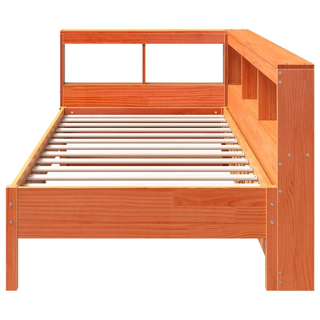 Bookcase Bed without Mattress Wax Brown 100x200 cm Solid Wood Pine