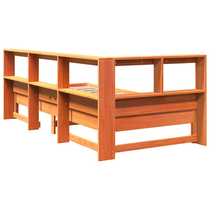 Bookcase Bed without Mattress Wax Brown 100x200 cm Solid Wood Pine