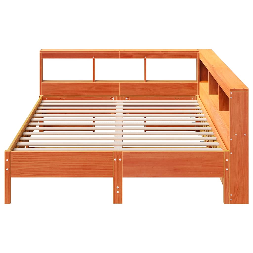 Bookcase Bed without Mattress Wax Brown 140x190 cm Solid Wood Pine