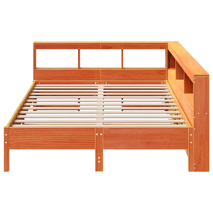 Bookcase Bed without Mattress Wax Brown 140x190 cm Solid Wood Pine