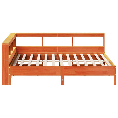 Bookcase Bed without Mattress Wax Brown 140x190 cm Solid Wood Pine