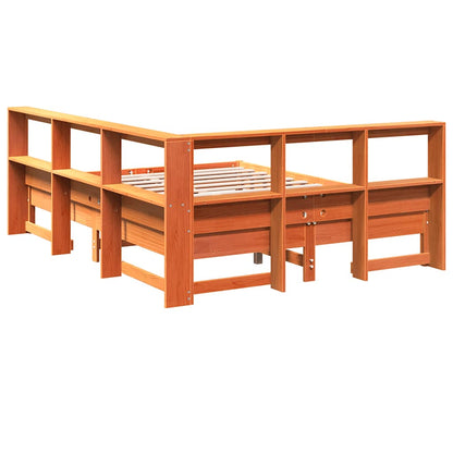 Bookcase Bed without Mattress Wax Brown 140x190 cm Solid Wood Pine