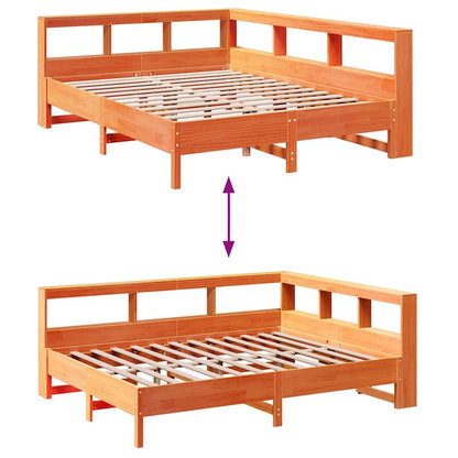 Bookcase Bed without Mattress Wax Brown 140x190 cm Solid Wood Pine