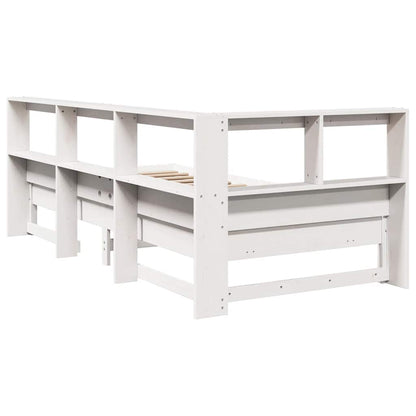 Bookcase Bed without Mattress White 75x190 cm Solid Wood Pine
